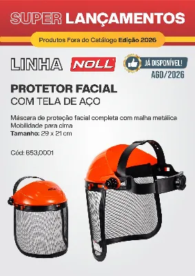 Protetor Facial Noll 8" Tela Aço Laranja 29x21