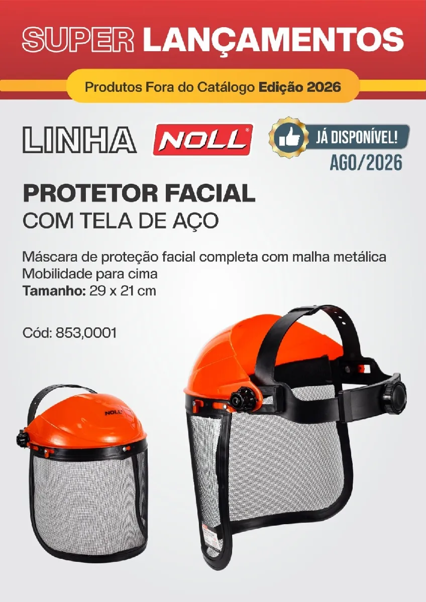 Protetor Facial Noll 8" Tela Aço Laranja 29x21